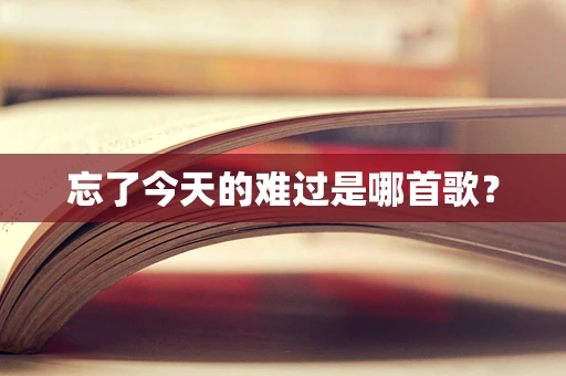 忘了今天的难过是哪首歌？