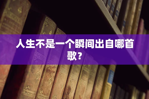 人生不是一个瞬间出自哪首歌？