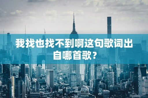 我找也找不到啊这句歌词出自哪首歌？