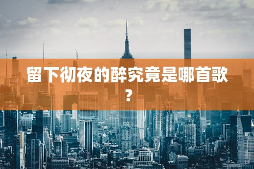 留下彻夜的醉究竟是哪首歌？