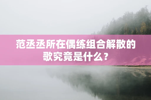 范丞丞所在偶练组合解散的歌究竟是什么？
