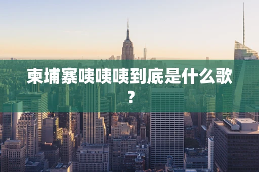 柬埔寨咦咦咦到底是什么歌？